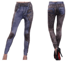 Frauen Sexy Nahtlose Leopard Zauber Farbe Denim Leggings (15113)